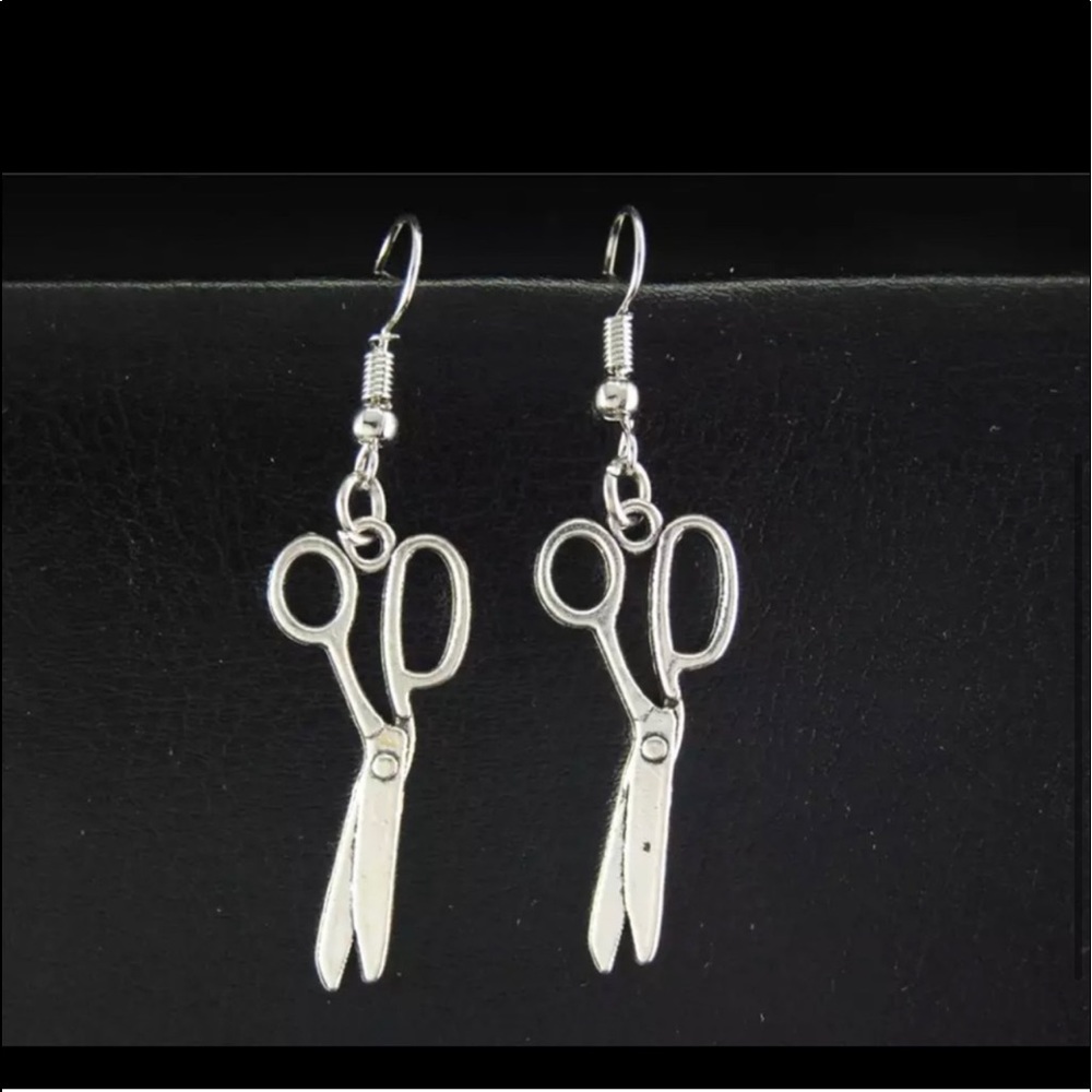 New Sterling Silver Handmade Punk Scissor Drop Earrings Minimalist Earrings - Picture 4 of 10